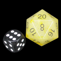 TDSO Gemstone Jade Yellow & Black JUMBO 30mm D20 Dice