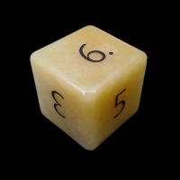 TDSO Jade Yellow with Engraved Numbers 16mm Precious Gem D6 Dice
