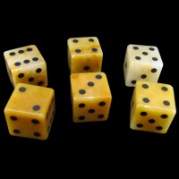 TDSO Jade Yellow with Engraved Spots 16mm Precious Gem 6 x D6 Dice Set