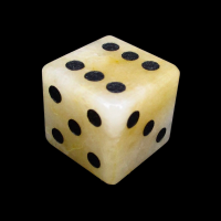 TDSO Jade Yellow with Engraved Spots 16mm Precious Gem D6 Dice