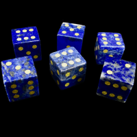 TDSO Lapis Lazuli with Engraved Spots 16mm Precious Gem 6 x D6 Dice Set