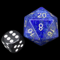 TDSO Gemstone Lapis Lazuli & Gold JUMBO 30mm D20 Dice