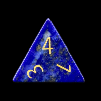 TDSO Lapis Lazuli with Engraved Numbers 16mm Precious Gem D4 Dice