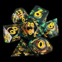 TDSO Liquid Core Moving EyeBall Flame With Gold 7 Dice Polyset + Case
