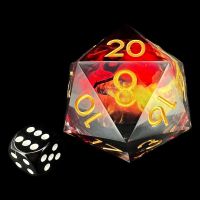 CLEARANCE TDSO Liquid Core Red 'Moving Skull' MASSIVE 50mm D20 Dice SAMPLE