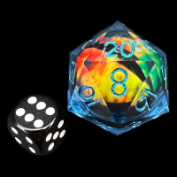 TDSO Liquid Blue Dragon 'Moving Eye' LARGE 33mm D20 Dice