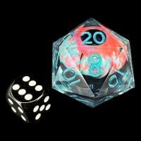 CLEARANCE TDSO Liquid Core Teal Moving Eye JUMBO 34mm D20 Dice SAMPLE 