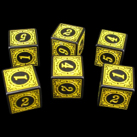 TDSO Magic Burst Black & Yellow 6 X D6 Dice Set
