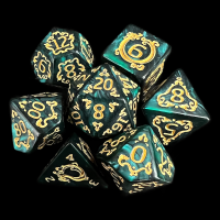 TDSO Magic Cloudkill Pearl Jade & Gold 7 Dice Polyset