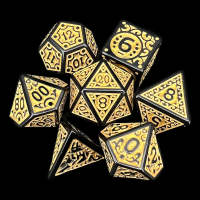 TDSO Magic Flame Black & Gold 7 Dice Polyset
