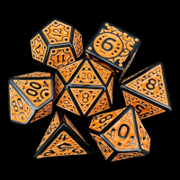 TDSO Magic Flame Black & Orange 7 Dice Polyset