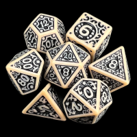 TDSO Magic Flame Ivory & Black 7 Dice Polyset