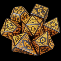 TDSO Magic Missile Black & Orange With Shard D4 7 Dice Polyset