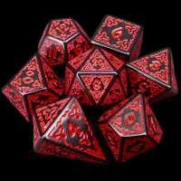 TDSO Magic Missile Black & Red With Shard D4 7 Dice Polyset