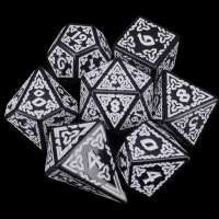 TDSO Magic Missile Black & White With Shard D4 7 Dice Polyset