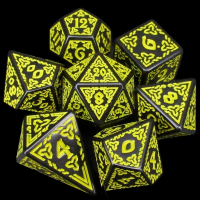 TDSO Magic Missile Black & Yellow With Shard D4 7 Dice Polyset