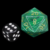 TDSO Gemstone Synthetic Malachite Green & Gold JUMBO 30mm D20 Dice