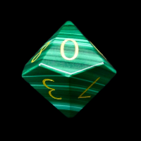 TDSO Malachite with Engraved Numbers 16mm Precious Gem D10 Dice