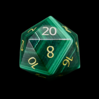 TDSO Malachite with Engraved Numbers 16mm Precious Gem D20 Dice