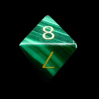TDSO Malachite with Engraved Numbers 16mm Precious Gem D8 Dice