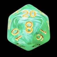 TDSO Marble Bright Green & White D20 Dice