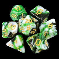 TDSO Marble Dark Green & White 7 Dice Polyset