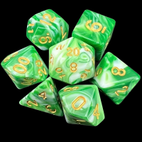 TDSO Marble Green & White 7 Dice Polyset