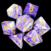TDSO Marble Purple & White 7 Dice Polyset