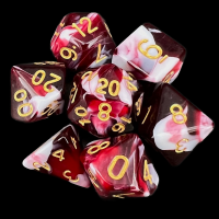 TDSO Marble Red Black & White 7 Dice Polyset