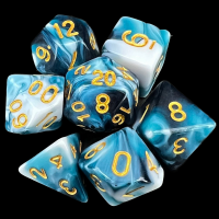 TDSO Marble Teal & White 7 Dice Polyset