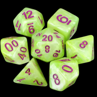 TDSO Marbleised Green Yellow & White 7 Dice Polyset