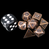 TDSO Metal Antique Copper MINI 10mm 7 Dice Polyset in Tube