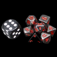 TDSO Metal Black Nickel With Red MINI 10mm 7 Dice Polyset in Tube