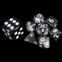 TDSO Metal Black Nickel With White MINI 10mm 7 Dice Polyset in Tube