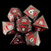TDSO Metal Dagger Black Nickel & Red With White 7 Dice Polyset