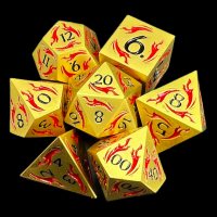 TDSO Metal Dagger Gold & Red With Black 7 Dice Polyset
