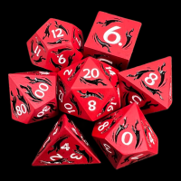 TDSO Metal Dagger Red & Black With White 7 Dice Polyset
