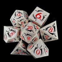 TDSO Metal Dagger Satin Silver & Black With Red 7 Dice Polyset