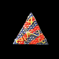 TDSO Metal Dragon Flight Blue Red & Gold D4 Dice