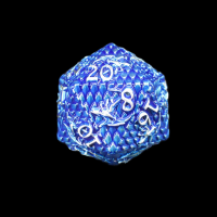 TDSO Metal Dragon Flight Blue & Silver D20 Dice