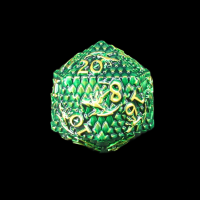 TDSO Metal Dragon Flight Green & Gold D20 Dice