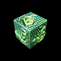TDSO Metal Dragon Flight Green & Gold D6 Dice