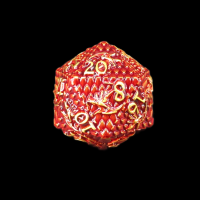TDSO Metal Dragon Flight Red & Gold D20 Dice