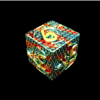 TDSO Metal Dragon Flight Red Teal & Gold D6 Dice