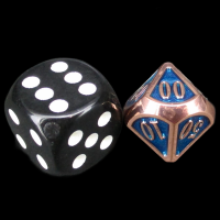 TDSO Metal Fire Forge Copper & Sapphire MINI 12mm Percentile Dice