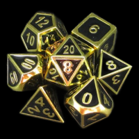 TDSO Metal Fire Forge Gold & Black Enamel 7 Dice Polyset