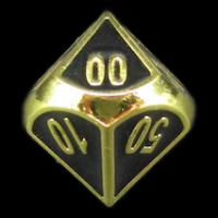 TDSO Metal Fire Forge Gold & Black Enamel Percentile Dice