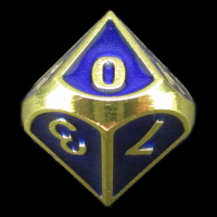 CLEARANCE TDSO Metal Fire Forge Gold & Blue Enamel D10 Dice - Discontinued 33% Off