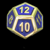 CLEARANCE TDSO Metal Fire Forge Gold & Blue Enamel D12 Dice - Discontinued 33% Off