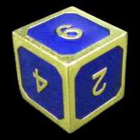 CLEARANCE TDSO Metal Fire Forge Gold & Blue Enamel D6 Dice - Discontinued 33% Off